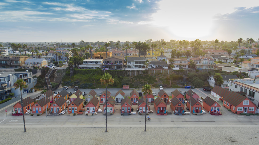 Aerial Drone photo of Roberts Cottages Oceanside California